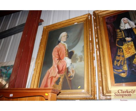 20th century school, portrait study of a gentleman in pink velvet jacket, sword and hat by his side, unsigned oil on canvas