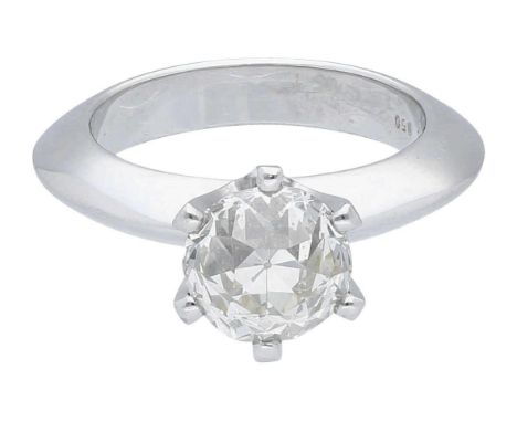   Brillant-Solitär-Ring Wunderschöner Ring in Platin 950. Im Zentrum ein sehr gut geschliffener Altschliff-Brillant von ca. 3