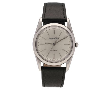   IWC Herrenarmbanduhr Zeitloses Modell von ca. 1952 in Stahl. Uhrwerk Automatik mit versilbertem  IWC Herrenarmbanduhr  Zeit
