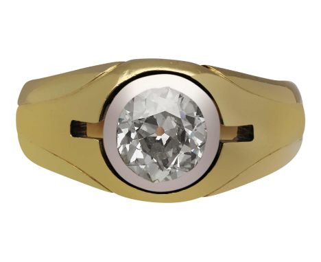   Diamant-Ring Historischer Diamant-Ring in Gelbgold 18K/Fassung in Silber. Blickfang ist ein  Diamant-Ring  Historischer Dia