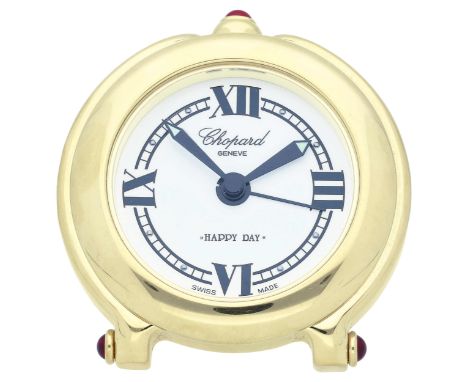   Chopard-Wecker  Stilvoller Wecker Happy Day vergoldet, Füsse und Drücker  besetzt mit rubinroten Cabochon. Uhrwerk Quarz mi
