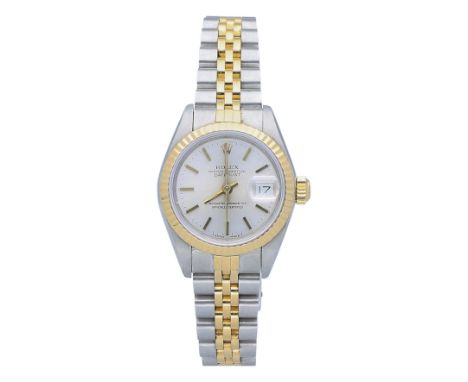   ROLEX Damenarmbanduhr Datejust in Stahl/Gelbgold 18K. Lünette gerippt in Gelbgold 18K mit Stahl/Goldband. Uhrwerk Automatik