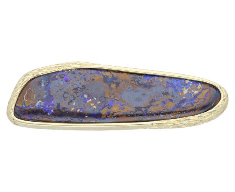   Boulder-Opal-Anhänger Natürlich schöner Boulder-Opal (Australien) gefasst in Gelbgold 18K. Länge ca. 6,5 cm, 21,1 g.      