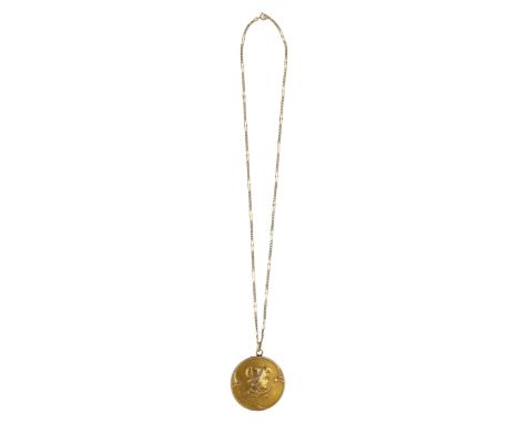   Diamant-Medaillon Hübsches Medaillon in Gelbgold 18K. Apartes Damen-Portrait verziert mit  Diamant-Medaillon  Hübsches Meda