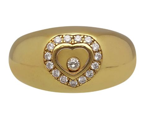   CHOPARD Diamant-Ring Modell Happy Diamonds in Gelbgold 18K. Feiner Chopard-Ring mit beweglichem  CHOPARD Diamant-Ring  Mode