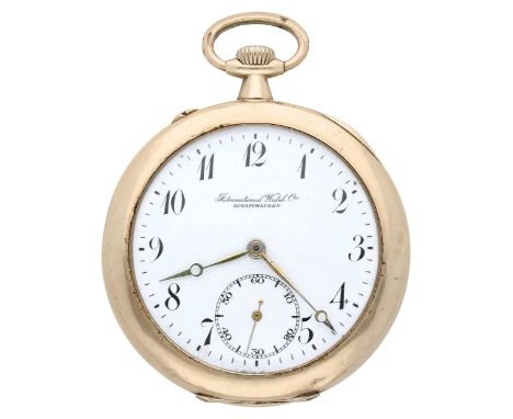   IWC Taschenuhr  Klassisches Modell von ca. 1912 in Roségold 14K mit Innendeckel ebenfalls  in Roségold 14K. Uhrwerk Handauf