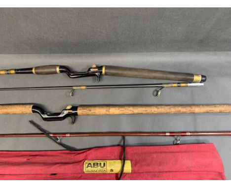Two vintage Abu Atlantic Zoom casting rods, A 460 9 foot 2 piece for 10 to 60 gm cast weight and another 10-30gm