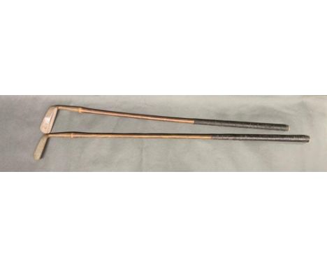 2 vintage David Anderson and sons of St Andrews wooden golf clubs, hickory shafted, - a Sovereign putter and a Jigger, with o