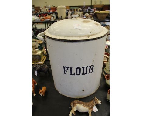 Large enamel flour bin