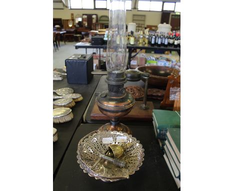 Aladdin lamp, plated bowl and miscellaneous