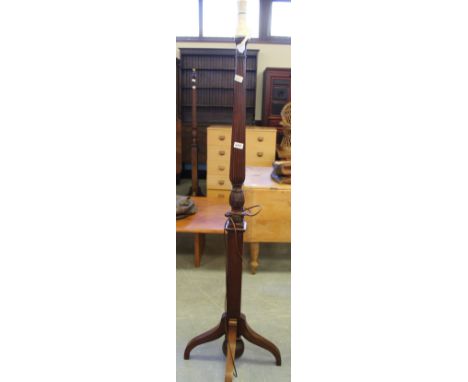 Reeded mahogany standard lamp