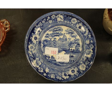 3 Staffordshire blue and white plates