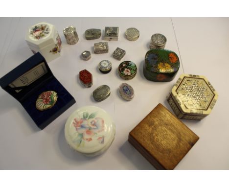 Collection of trinket boxes, 925 silver, enamel etc