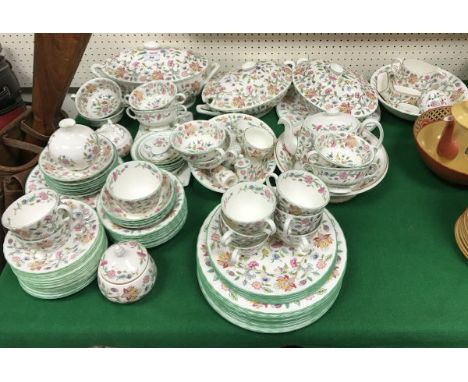 A large collection of Minton "Haddon Hall" floral decorated dinner wares, 8 place setting comprising cups, saucers, plates, t