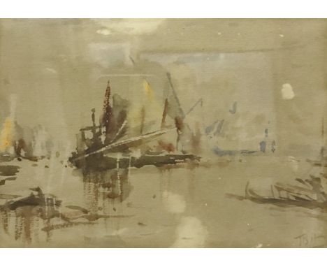 THOMAS BUSH HARDY (1842-1897) "Harbour scene" watercolour sketch depicting boat in a harbour together with HEATHER "Coastal s