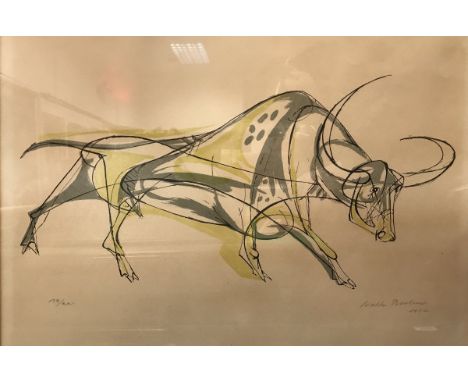 AFTER WALTER BODMER (1903-1973) "Bull" colour lithograph, limited edition 132/200, signed in pencil and dated 1950 lower righ
