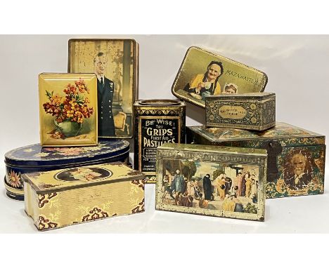 A group of vintage tea and biscuit/confectionary tins comprising a large Cooperative Wholesale Society Limited tin (h- 16cm, 