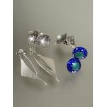 A pair of Poul Warmind of Denmark sterling silver sail style open triangular drop earrings stamped