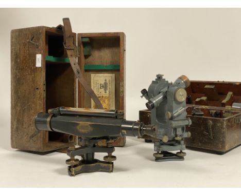 An early 20th century Stanley Dumpy surveyors level in a fitted case, together with a&nbsp;CTS Tavistock theodolite by Cooke,