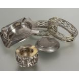 Property of the late Countess Haig: A silver circular dripping wax style single candle stick, (H x 2