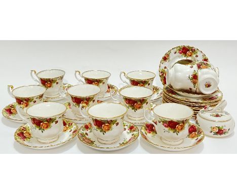 A Royal Albert 'Old Country Roses' part tea service comprising thirteen cups, ten saucers, ten small plates (w- 16.5cm), and 