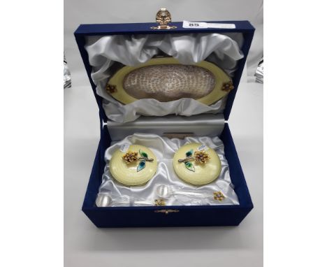 SILVER &amp; ENAMEL CONDIMENT SET CHINESE