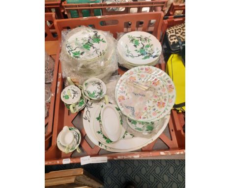 TRAY OF SHELLEY CHIPPENDALE BONE CHINA  - AS NEW WITH A MINTON CAKE STAND