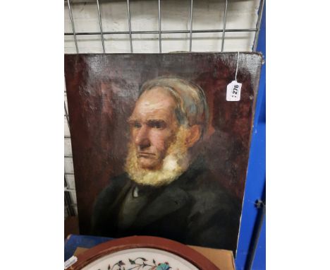 19TH CENTURY UNFRAMED OIL ON CANVAS - PORTRAIT OF BEARDED MAN