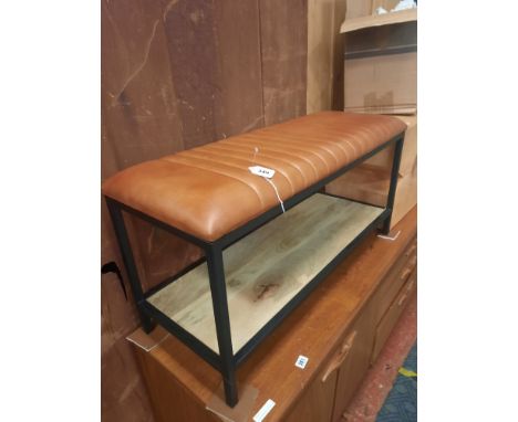 TAN LEATHER BENCH/ STOOL