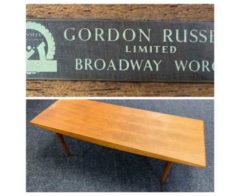 GORDON RUSSELL LTD: A TEAK COFFEE TABLE, 102 x 46cmsThere is light general wear, very light surface scratches and some fading