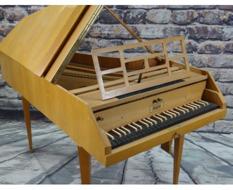 NEUPERT 'TELEMANN' WALNUT SINGLE MANUAL HARPSICHORD, c. 1970, 4 1/2 octaves and knee lever Condition: case faded, stained/ble