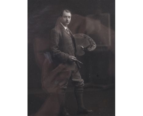 Portrait photograph of the artist 'Albert John', circa 1900. Labelled verso, as taken by H J Whitelock & Sons  Ltd, Birmingha