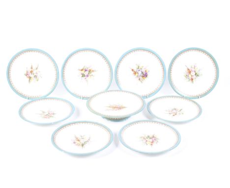 An assortment of Royal Worcester. Comprising a hand painted dessert service with tazza and eight plates together with a minia