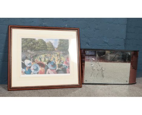 Sherree E Valentine Daines, framed limited edition print. Horse racing interest. 385/850. signed. (34.5cm x 46cm) along with 