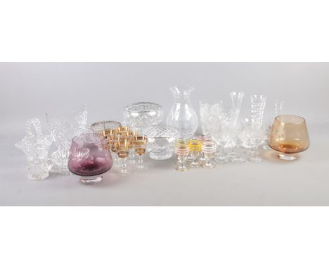 A box of assorted glassware. To include two Caithness anniversary bowls, drinking glasses and cut glass rose bowls etc.  