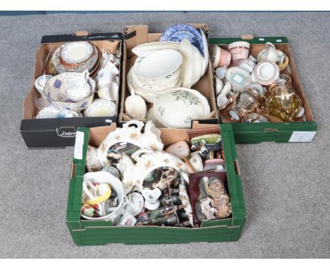 Four boxes of assorted ceramics. To include Royal Doulton, Beswick and Spode etc.  