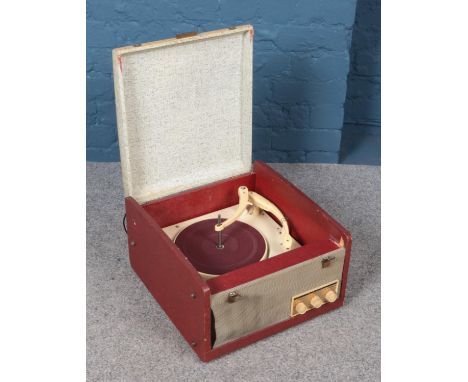 An Ekco portable record player with Collaro Conquest turntable.  