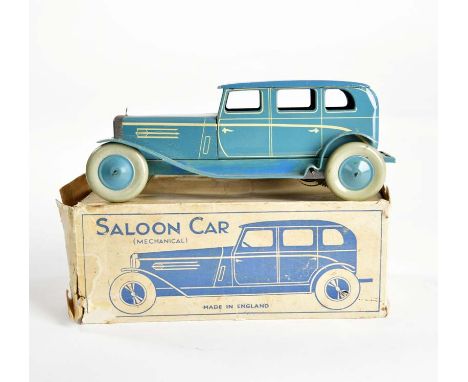 Chad Valley, Saloon Car, England, 23,5 cm, Blech, UW defekt, Okt geklebt, optisch sehr guter Zustand