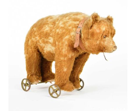 Steiff, Bär auf Rädern, 34 cm, um 1905, Altersspuren