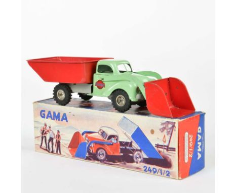 Gama, Kipplaster 249/1/2, W.-Germany, 26 cm, Blech, Friktion ok, min. LM, Okt Z 2, Z 1-2