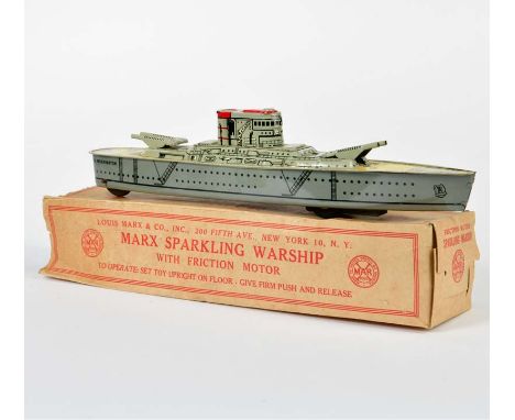 Marx, Sparkling Warship, USA, 37 cm, Blech, Friktion ok, min. LM, Okt Z 2, Z 2+
