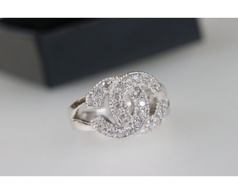 Silver designer style ring set with CZs 