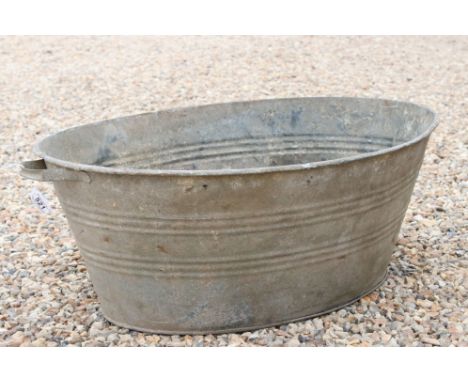 Large Galvanised Wash Tub / Garden Planter, 89cm long x 32cm high 