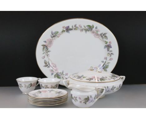 Royal Worcester ' June Garland ' part Dinner and Tea Service comprising Sugar Bowl, 6 Bowls, 12 Cups,  12 Saucers, 12 Side Pl