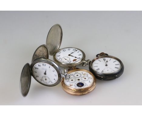 Collection of vintage pocket watches, to include Omega, Zenith silver cased &amp; French movement multi dial gold plated (a/f