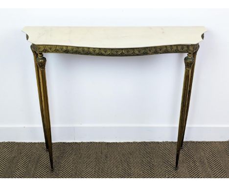CONSOLE TABLE, early/mid 20th century brass with alabaster top, 82cm H x 97cm x 32cm. 