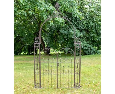 ARCHITECTURAL GARDEN GATE, wrought metal Regency style, 255cm H x 147cm x 23cm. 