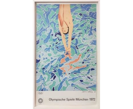 DAVID HOCKNEY, DIVING THE 1972 OLYMPIC GAMES, screenprint, 103cm x 67cm, framed. 