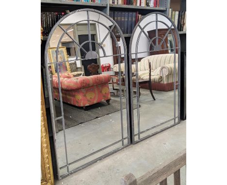 ARCHITECTURAL WALL MIRRORS, a pair, 155cm x 90cm. (2) 