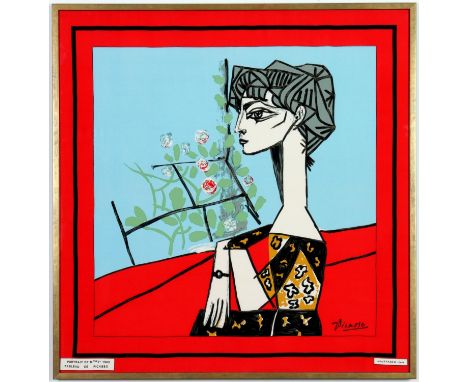 AFTER PABLO PICASSO Portrait of Mme Z Rare print on silk Ref:Spadem 86 x 83.5 cm. 